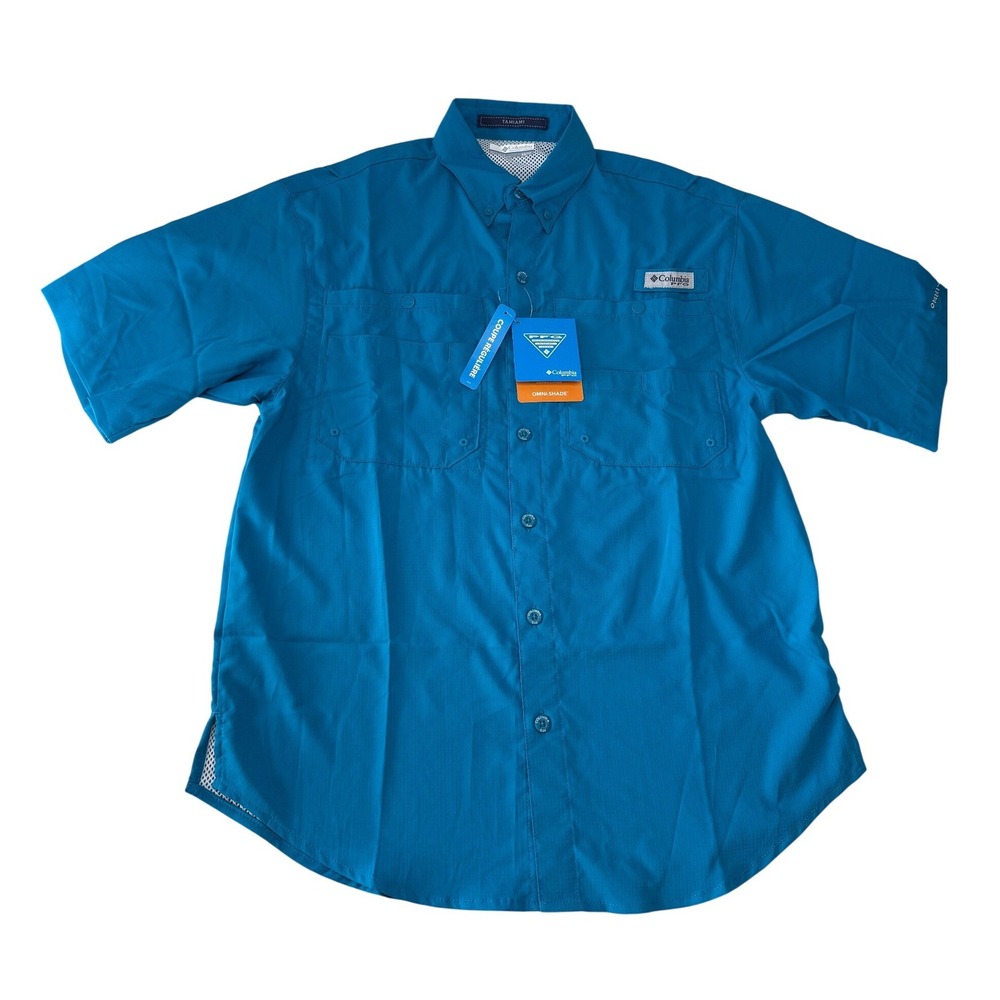 Columbia PFG Tamiami II SS Fishing Shirt Blue Mens Omni-Shade XSmall NEW